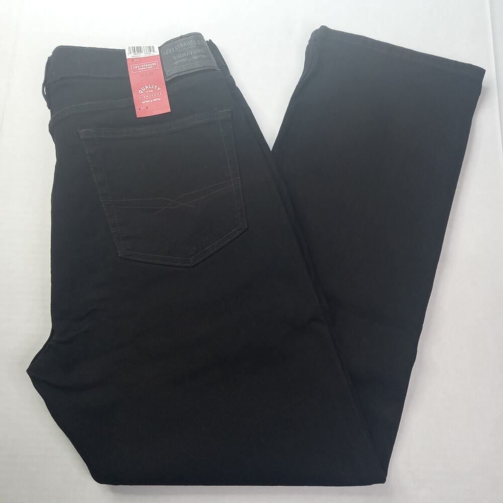 Signature By Levi Strauss Straight Jeans Men's 36x30 Black